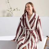Remi Fleece Mahogany Striped Bath Robe [HABBRREMIS26B]