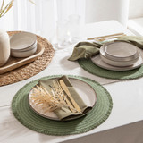 Suffolk Placemat in Natural, Olive, White by Habitat | 1 x Round Placemat 38cm Dia - Pillow Talk