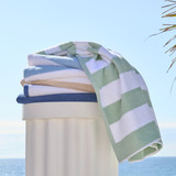 Byron Terry Stripe Beach Towel in SoftSageGreen, SkyBlue, SageGreen, LightBlue, Natural, Navy by Sundays by Pillow Talk | 75x150cm - Pillow Talk
