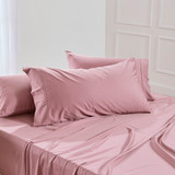 400TC Bamboo Cotton King Pillowcase Pair in Chocolate, LightBlue, Eucalyptus, Navy, PaleAqua, Charcoal, VintageRose, White, Sand, Silver by Habitat | King - Pillow Talk