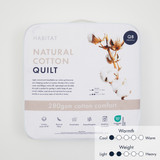 Natural 280gsm Cotton Quilt in White by Habitat | Double Bed, Queen Bed, Single Bed, Super King Bed - Pillow Talk