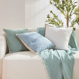 Tamarama Cushion in LightBlue, Navy, Tan, White by Habitat | 1 x Square Cushion 45cm x 45cm - Pillow Talk