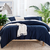 Washed Linen Look Navy European Pillowcase [ESSBWLL19_EURA]