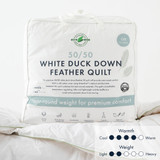 50/50 Duck Down Feather Quilt in White by Greenfirst | Double Bed, Queen Bed, Single Bed, Super King Bed - Pillow Talk