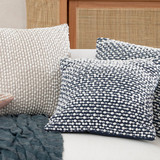 Vouet Cushion in Grey, Navy by Habitat | 1 x Square Cushion 45cm x 45cm - Pillow Talk