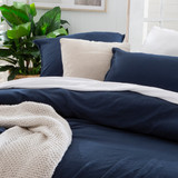 Washed Linen Look Navy Quilt Cover Set [ESSBWLL19A]