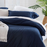 Washed Linen Look Navy Quilt Cover Set [ESSBWLL19A]