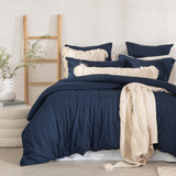 Washed Linen Look Navy Quilt Cover Set [ESSBWLL19A]
