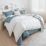 Washed Linen Look White Quilt Cover Set [ESSBWLL19N]