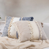 Monet Square Cushion in NaturalTaupe, NaturalNavy by Habitat | 1 x Square Cushion 45cm x 45cm - Pillow Talk