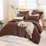 Washed Linen Look Chocolate Quilt Cover Set [ESSBWLL19I]