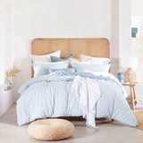 Taylor Blue Reversible Striped Quilt Cover Set [ESSBTAYLO18B]