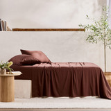 400 Thread Count Bamboo Cotton Sheet Set in Paprika, CharcoalStripe, SandStripe, Creme, FennelGreen, SoftFern, ButterYellow, Chocolate, DustyViolet, LightTaupe, Charcoal, Eucalyptus, Navy, LightBlue, Sand, Silver, VintageRose, White by Habitat | King Single Bed, Super King Bed, Double Bed Deep, King Bed Deep, Queen Bed Deep - Pillow Talk