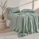 Washed Linen Flat Sheet in DarkGreen, Stone, Charcoal, Natural, Sage, White by MUSE | One Size - Pillow Talk Washed Linen Flat Sheet in DarkGreen, Stone, Charcoal, Natural, Sage, White by MUSE | One Size - Pillow Talk