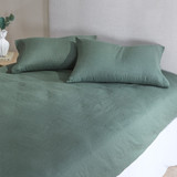 Washed Linen Dark Green Fitted Sheet in DarkGreen, Stone, White, Charcoal, Natural, Sage by MUSE | Queen Bed Deep, King Bed Deep - Pillow Talk
