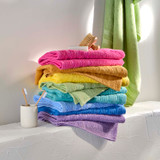 Tempo Cotton Towel Range in Orange, Green, Purple, Yellow, Pink, CornflowerBlue, DarkAqua by Essentials | Bath Towel 70x140cm, Bath Sheet 82x160cm, Hand Towel 40x60cm, Washer 30x30cm - Pillow Talk