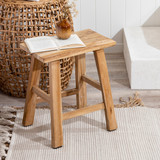 Ward Recycled Teak Stool in Natural by MUSE | Rectangle - Pillow Talk