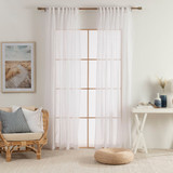 Beachley Sheer White Curtain Set of 2 in White by Essentials | 140cm wide x 223cm drop , 180cm wide x 223cm drop , 220cm wide x 223cm drop , Set of 2 - Pillow Talk Beachley Sheer White Curtain Set of 2 in White by Essentials | 140cm wide x 223cm drop , 180cm wide x 223cm drop , 220cm wide x 223cm drop , Set of 2 - Pillow Talk