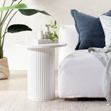 Tully White Fluted Side Table [HABLTULLY22A]