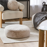 Nevada Faux Fur Round Floor Cushion in Natural by MUSE | Round - Pillow Talk