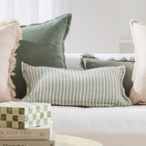 Sahara Linen Striped Oblong Cushion in Olive by MUSE | 1 x Oblong Cushion 30cm x 50cm - Pillow Talk Sahara Linen Striped Oblong Cushion in Olive by MUSE | 1 x Oblong Cushion 30cm x 50cm - Pillow Talk