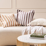 Frankie Stripe Feather Cushion in BlueWhite, SageWhite, CaramelWhite, NaturalWhite, ChocolateWhite, OliveWhite by MUSE | 1 x Square Cushion 50cm x 50cm - Pillow Talk