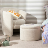 Avalon Boucle White Storage Ottoman [MUSLAVAST23W]