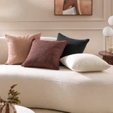 Ava Square Boucle Cushion in Chocolatebrown, Taupe, Black, White by MUSE | 1 x Square Cushion 50cm x 50cm - Pillow Talk