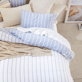 Adria Reversible Blue Stripe Quilt Cover Set [HABBADREQC23B]