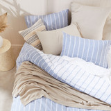 Adria Blue Reversible Stripe Quilt Cover Set [HABBADREQC23B]