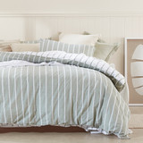 Adria Green Reversible Stripe Quilt Cover Set [HABBADREQC23A]