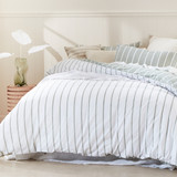 Adria Green Reversible Stripe Quilt Cover Set [HABBADREQC23A]