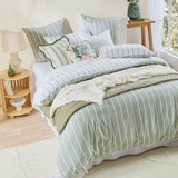 Adria Green Reversible Stripe Quilt Cover Set [HABBADREQC23A]