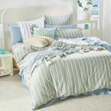 Adria Green Reversible Stripe Quilt Cover Set [HABBADREQC23A]