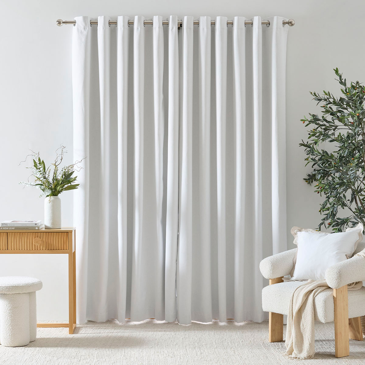 Marina Blockout White Curtain Set of 2 - Pillow Talk