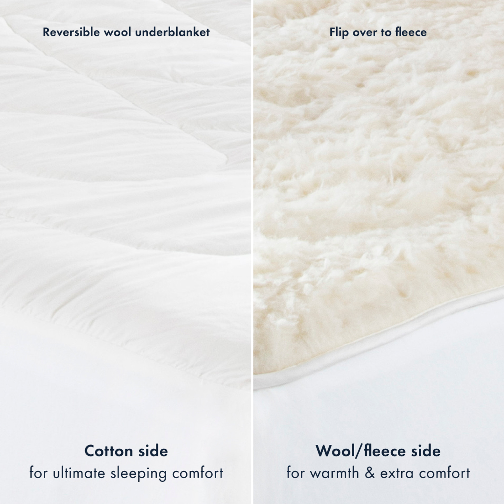 Easy Wash Reversible Australian Wool Underblanket Pillow Talk