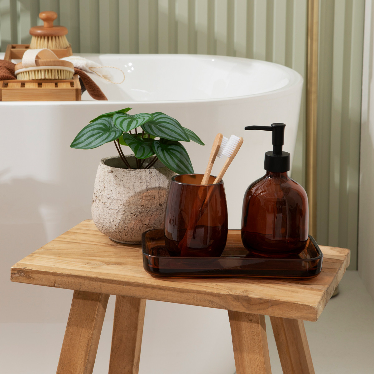 Amber Glass Bathroom Accessories Pillow Talk