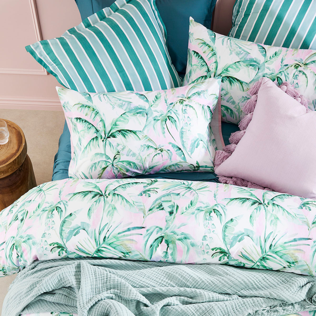 Mylee Palm Quilt Cover Set [HABBMYLQC23] Pillow Talk