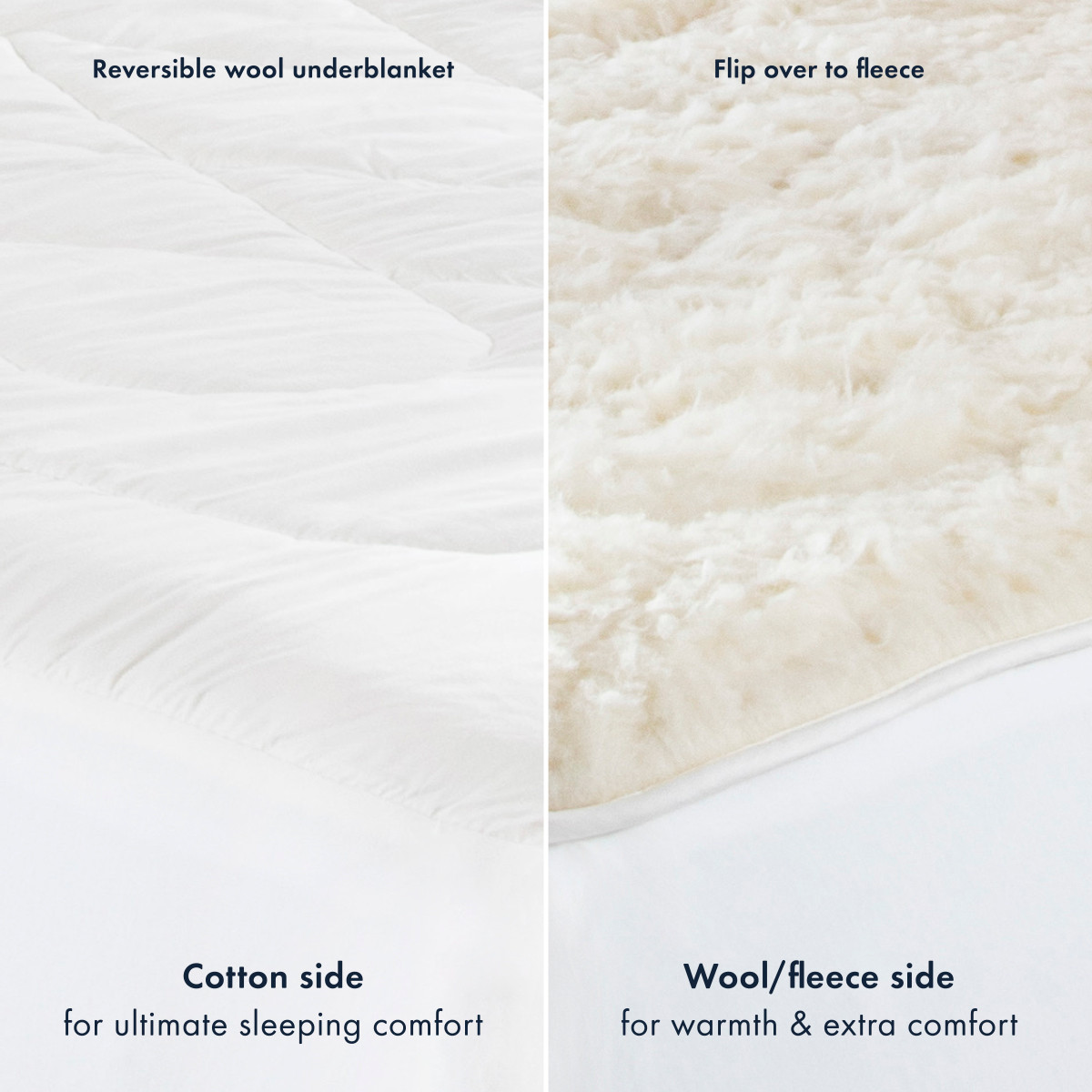 Easy Wash Reversible Australian Wool Underblanket [WOOBEWUBT14