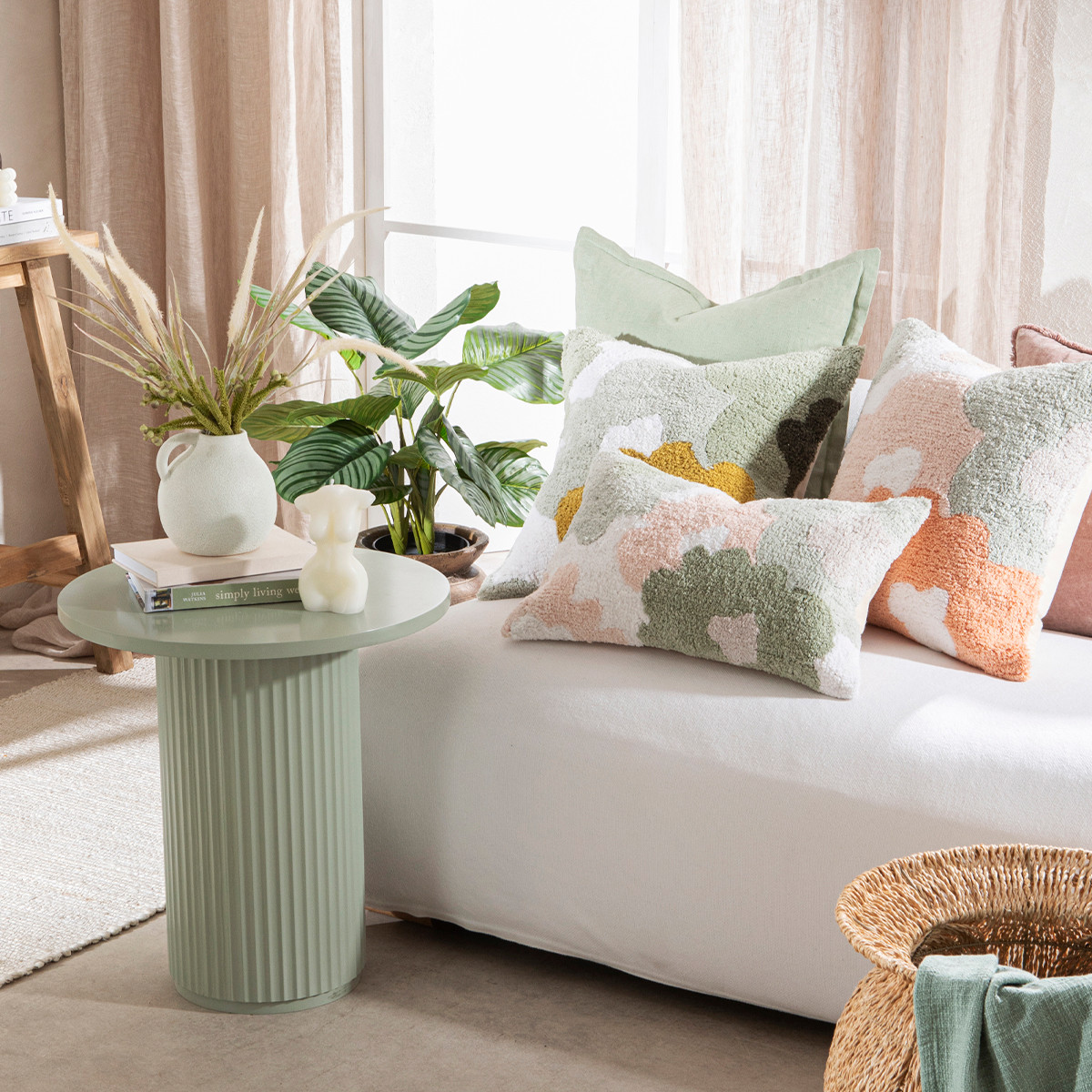 Tully Sage Fluted Side Table Pillow Talk