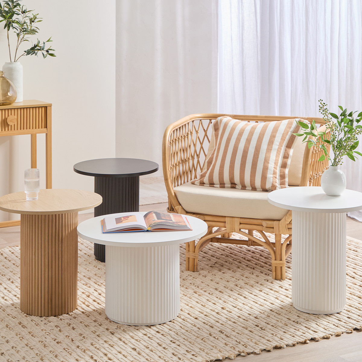 Tully White Fluted Side Table Pillow Talk