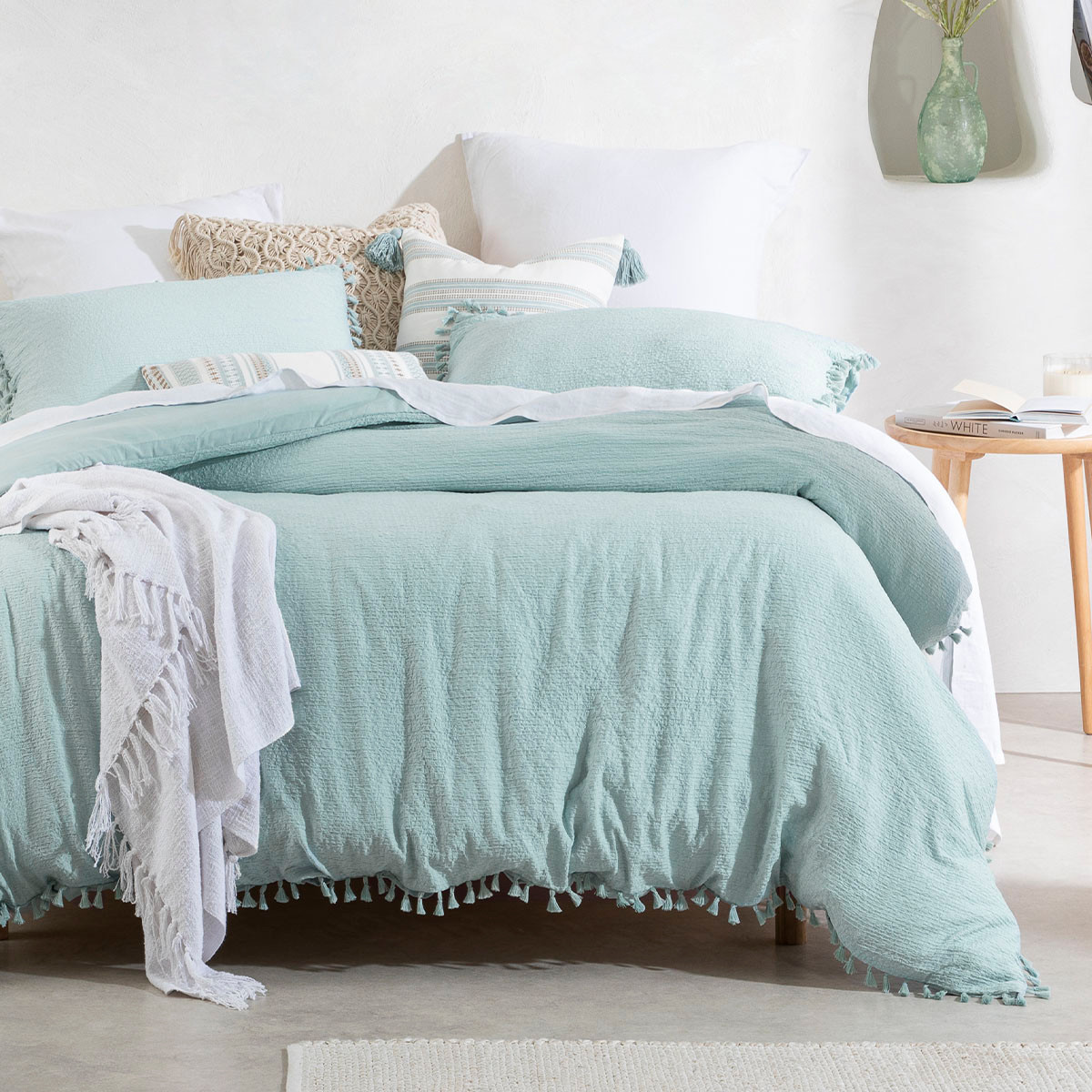 Talia Pale Aqua Quilt Cover Set [ESSBTALIA22F] Pillow Talk