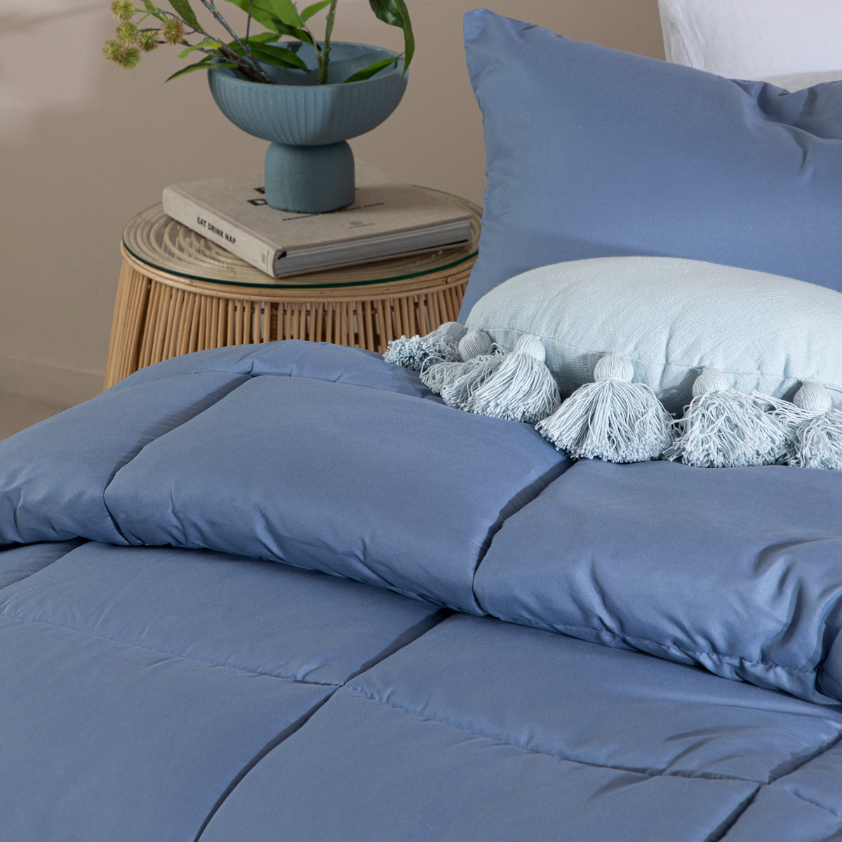 Snoozi Cube Denim Microfibre Comforter Set Pillow Talk