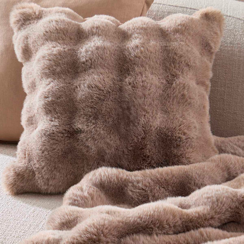 Prague Truffle Faux Fur Cushion - Pillow Talk