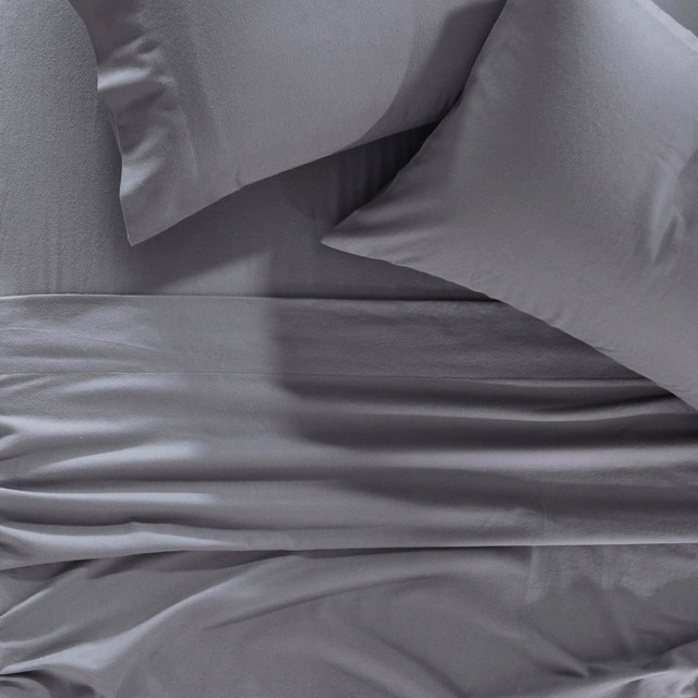 Charcoal Flannelette Sheet Set - Pillow Talk