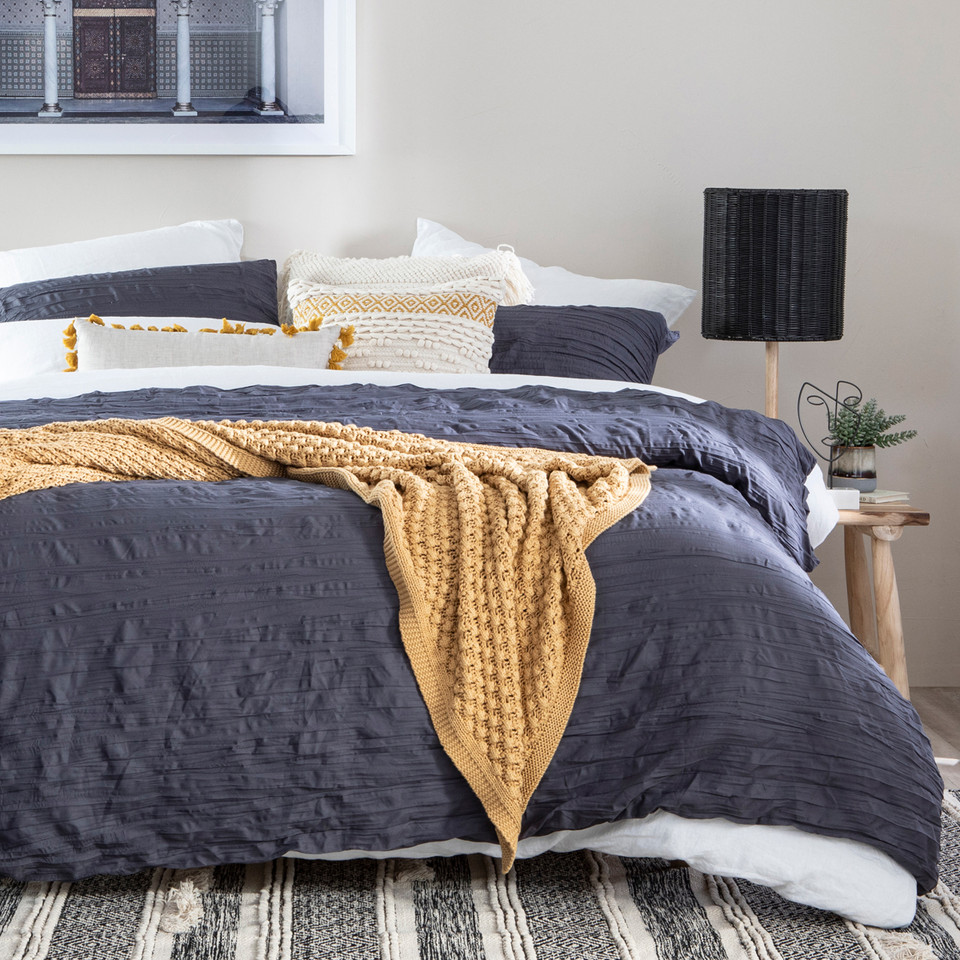 Greta Charcoal Quilt Cover Set Pillow Talk