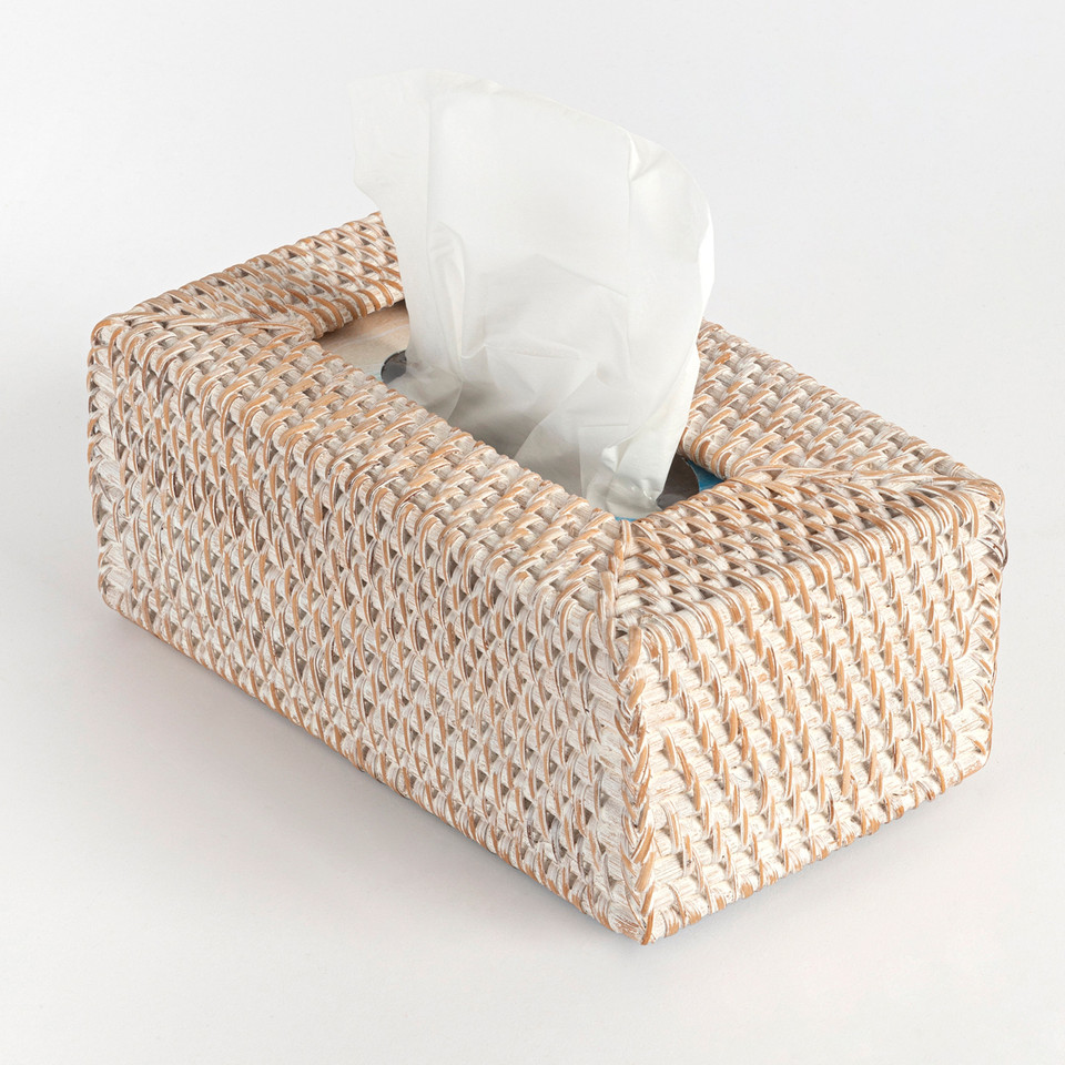 Rattan White Wash Tissue Box Cover Range - Pillow Talk