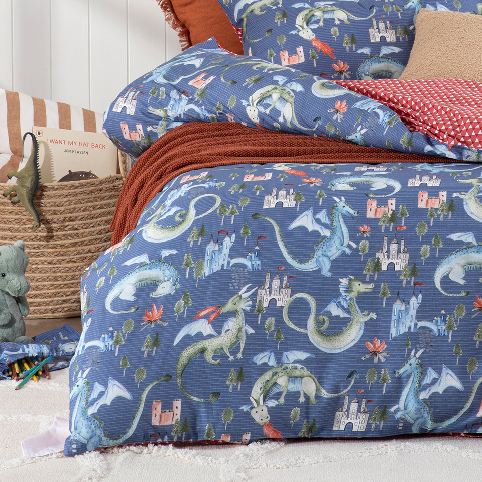 Happy Dragon Reversible Quilt Cover Set Pillow Talk