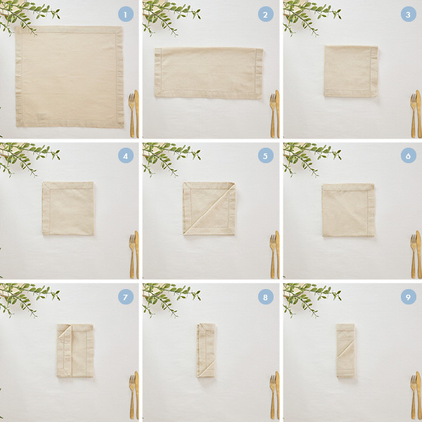 9 Steps to fold a napkin elegantly