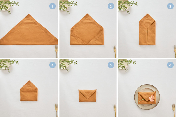 6 Steps to fold a napkin like an envelope